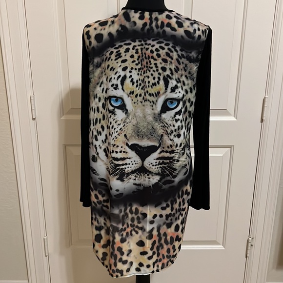 Sweaters - High low open multi fabric cardigan